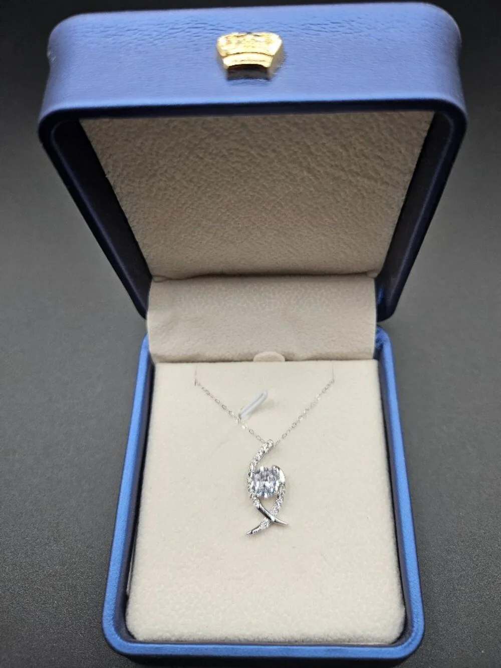 S925 Sterling Silver CZ Swirl Pendant Necklace 20